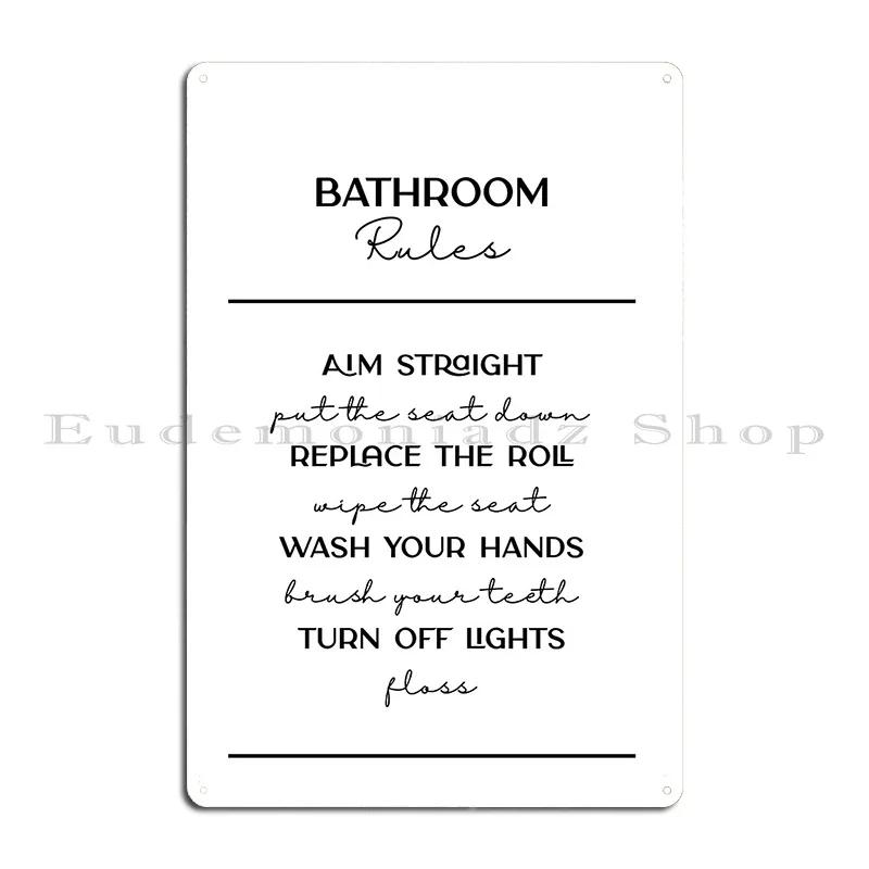 Bathroom Rules Metal Plaque Poster Home Plaques Club Bar Designs Retro Tin Sign Poster