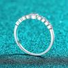 925 Sterling Silver Rhodium Plated GRA Certified Moissanite Bezel Set Row Ring Cut Center Stone Graduated Side Stones Minimalist