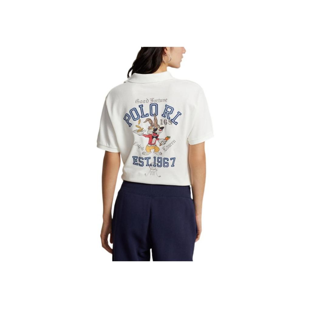 Polo Ralph Lauren SS23 Lunar New Year Collection Back Print Slim Fit Cotton Short Sleeve Polo Shirt Men tops White MNPOKNI1N822112-100