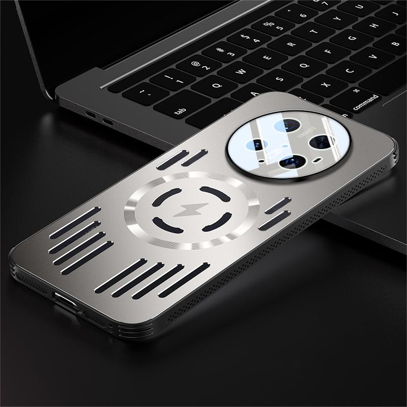 Hard Metal Heat Dissipation Magnetic Wireless Charging Cover For Huawei Mate 70 60 50 40 Pro Cool Protective Back Case
