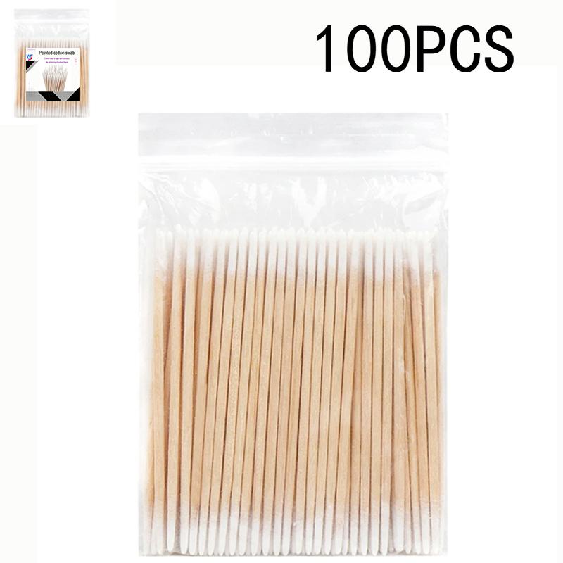 

100/300PCS Disposable Ultra-small Double-end Wood Cotton Swab 100pcs Lint Free Micro Brushes Eyelash Extension Glue Removing