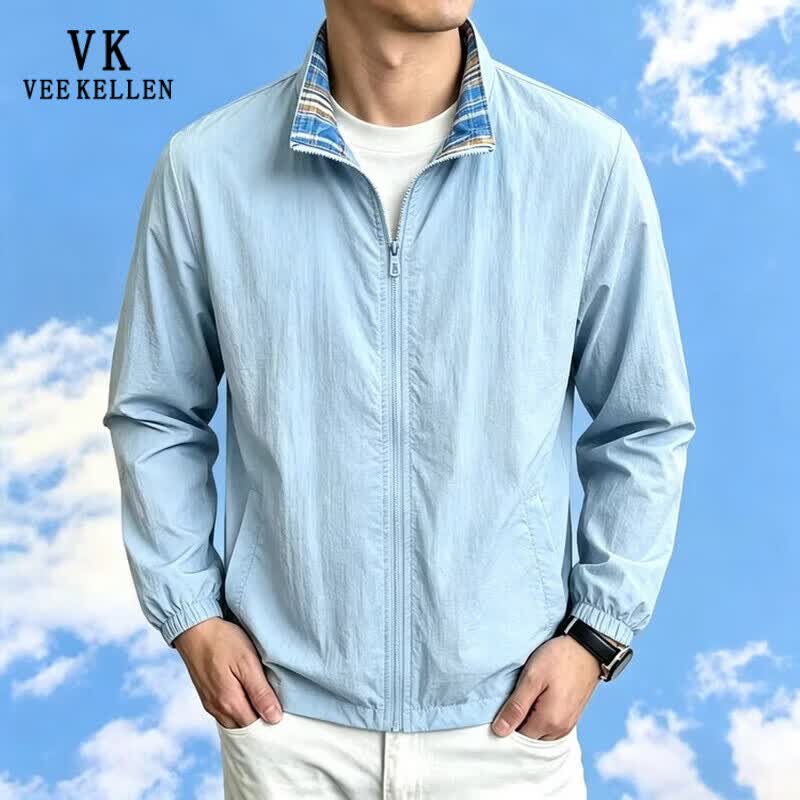 VEE KELLEN Men s Lightweight UV Protection Seersucker Jacket L синий