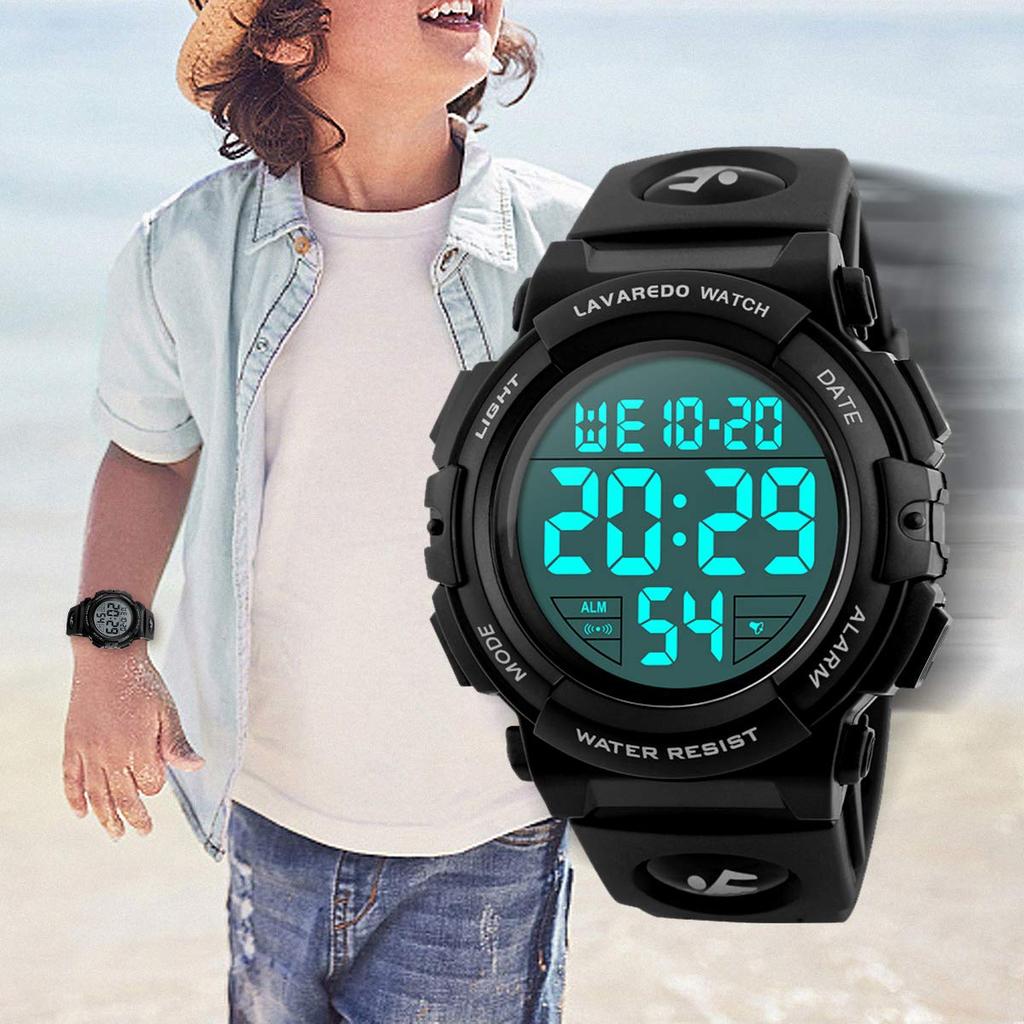 Digital Outdoor Sports Watch with 50m Water Dual LED Analog Display Boys' Watch, Multi-Function Resistance, Alarm, Date/Day Display, Time, Display,