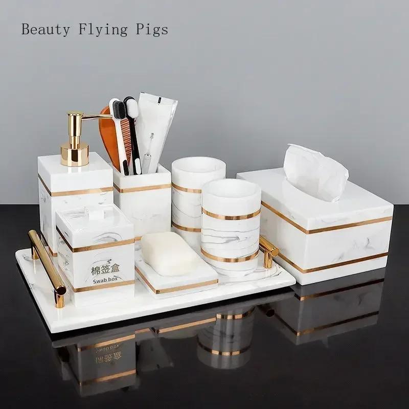 1 pz Resina Luce Lusso Bagno Vassoio Lavabo Hotel Bagno Tavolo Lavabo Bagno Porta Spazzolino Decorazione Accessori WC