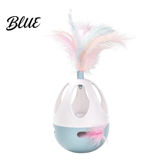 Automatic Motion Activated Kitten Toys Interactive Cat Wobble Toy 360 Degree Rotating Feather Chirping Pet Sound Touch Toy for Indoor Cats Pouncing