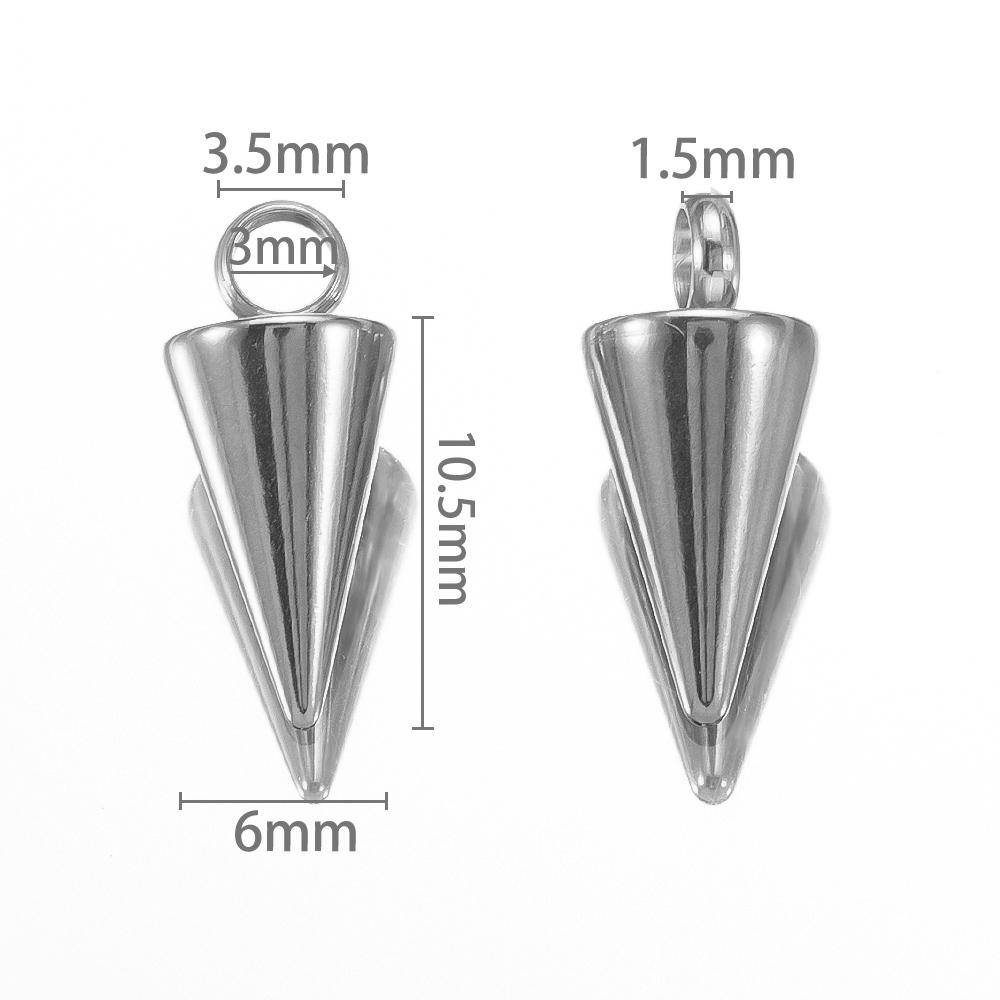 

Trendy 10pcs Stainless Steel Cone Pendants Spike Rivet Beads Punk Charms Drop Earrings Decor Pendant DIY Jewelry Making Supplies