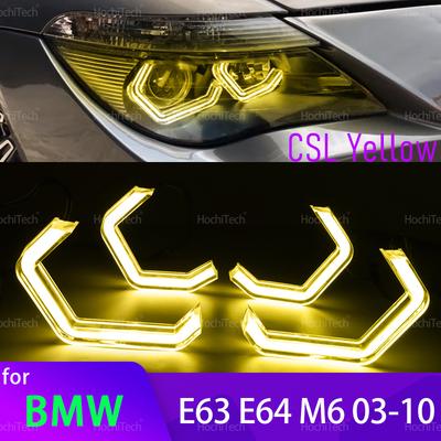 Do BMW Serii 6 E63 E64 630Ci 630i 645Ci 650i M6 2003-2010 Styl M4 Kolor Cytrynowo Żółty DRL LED Angel Eyes Białe Światło Dziennie