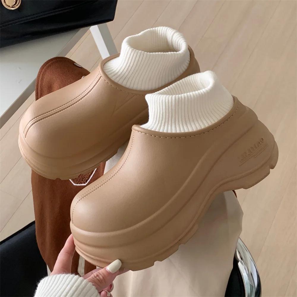 Fashion Snow Boots Winter New Women's Warm Padded Cotton Shoes Indoor Thickened Bottom Waterproof Cotton Boots Soft Bottom Ankle Boots