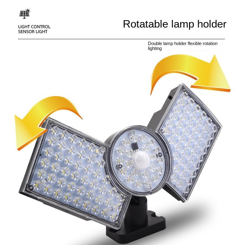 3000LM Household Intelligent Infrared Sensor Waterproof Solar Street Lamp Country Solar Three-Head Wall Lamp Split Garden Lamp