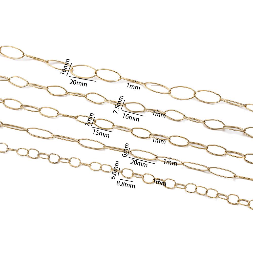 1Meter/Lot 304 Stainless Steel 5 Sizes Oval Shape Handmade Chains for DIY Necklace Bracelets Jewelry Making Accessories