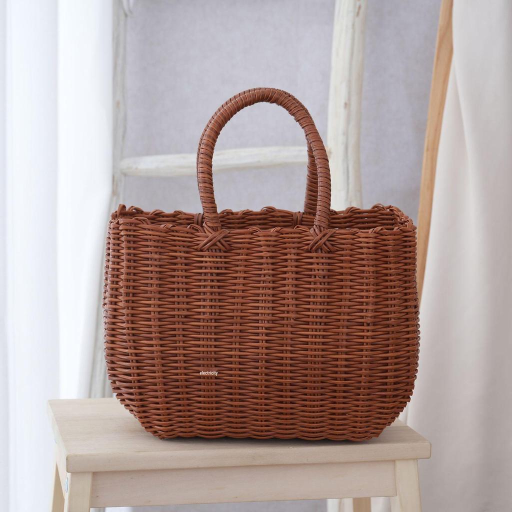 Adorable Cat Woven Tote Bag - Square Handmade Basket for Shopping & Everyday Use