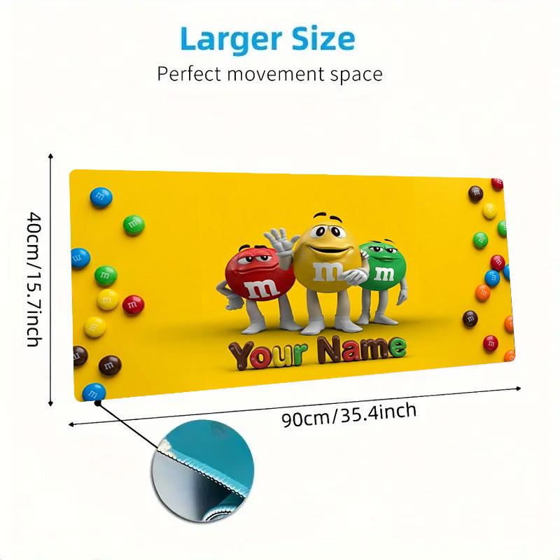 M&M's Custom Name Large Size Mouse Pad Large Gaming Table Cushion Non-slip Laptop Tablet Big Mousepad XXL Mat Mini PC Playmat With Lock edge