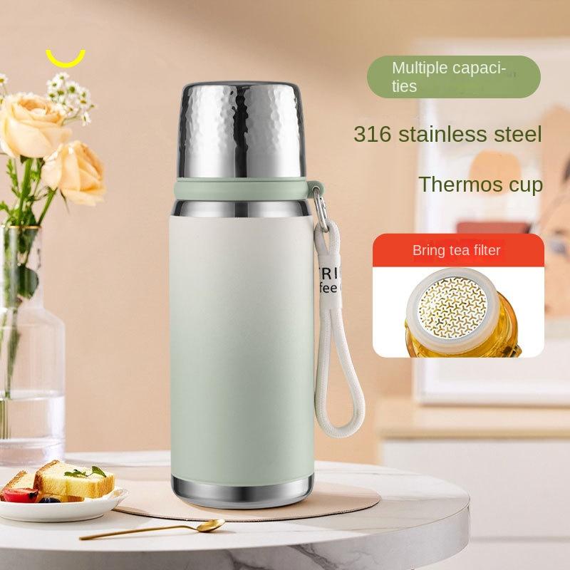 316 Tea Thermos Cup Female Good-looking Gradient Lightweight Handle Students Go out to School Roomy Travel Kettle