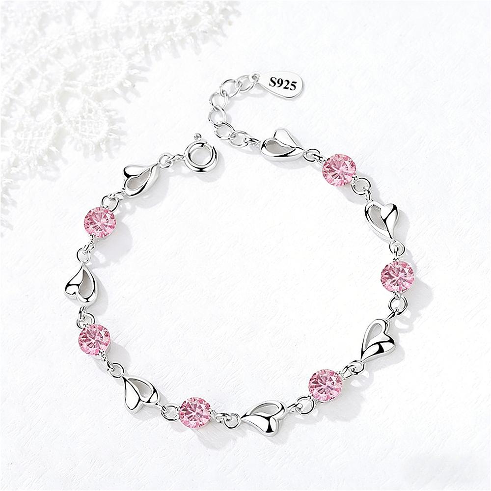 925 Silver Double Heart Charms Bracelet for Women New Arrival Geometric Zircon Adjustable Bracelet Exquisite Jewelry