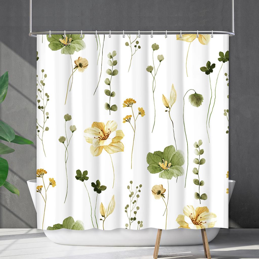 Shower Curtain Waterproof And Mildew-Proof 3D Digital Printing Plant Printing Shower Curtain Child Bathroom Partition Curtain