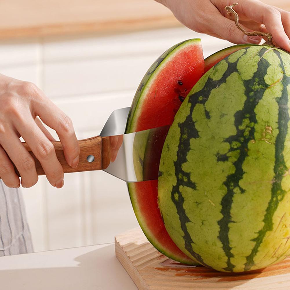 Fruchtschneider für Wassermelonen, Obstschneider aus Edelstahl, tragbarer Melonen-Teiler für Picknick, Küchen-/Familien-Outdoor-Picknick-Werkzeuge