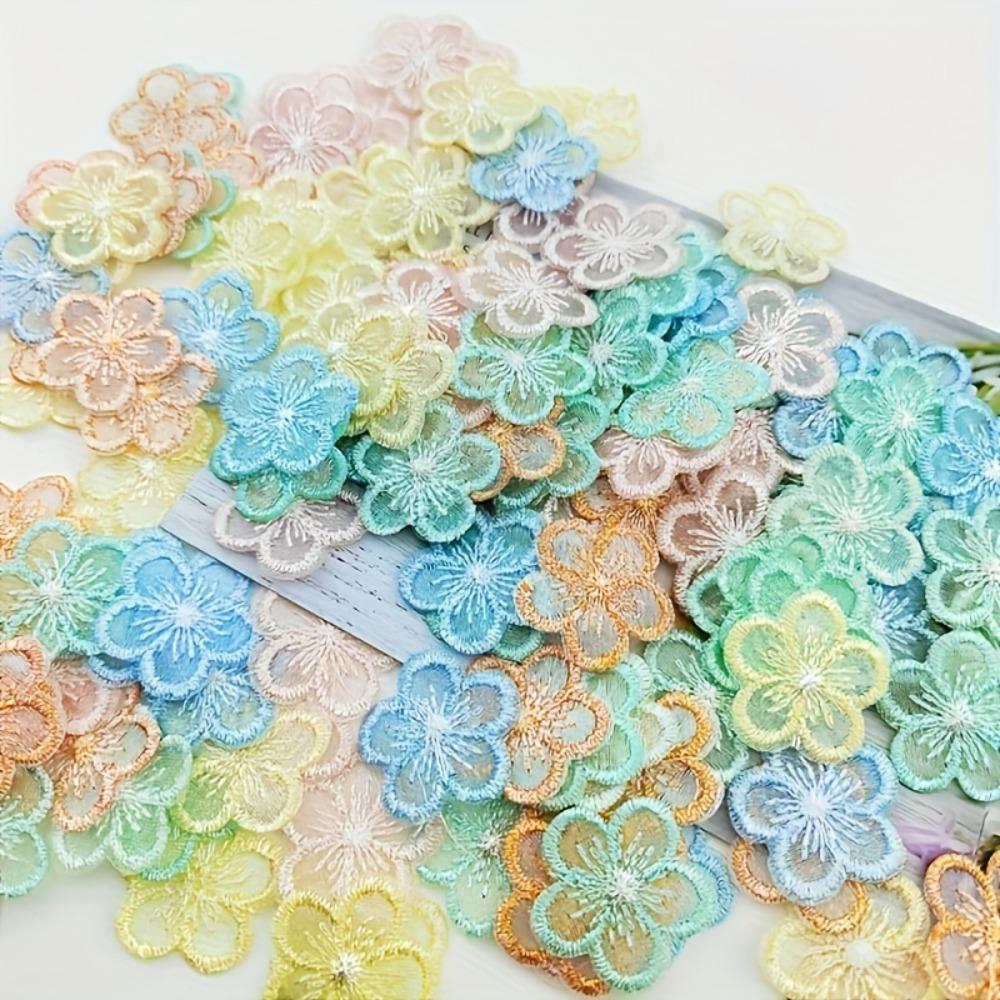 10 Pieces Vibrant Lace Floral Embroidered Patch, Mixed Colors, 1 Inch - Delicate Floral Applique .