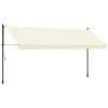 VidaXL Retractable Awning, Awning with Adjustable Height, Balcony Sun Canopy, Garden Terrace Patio Awning, Cream 368749