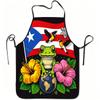 [Apron Puerto Rico Flag] 1pc Apron Featuring The Puerto Rico Flag, Coqui Frog, And Tropical Flowers And Birds Design,