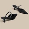 Fashion 20525 New Women's Fashion Shoes High Heel Pointed Back Vacant Woolen Shoes Water Embellished Slippers Rubber Outsole