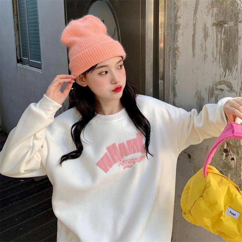 Fatten and increase autumn and winter super fire letter printing fat MM age reduction ins style casual versatile loose sweater women