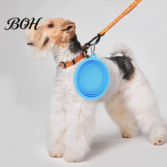 Dog Water Bowl Foldable Bowl, Collapsible Cat with Carabiner, Portable Pet Travel Accessories Silicone for Dogs Cats Camping Paw Shape