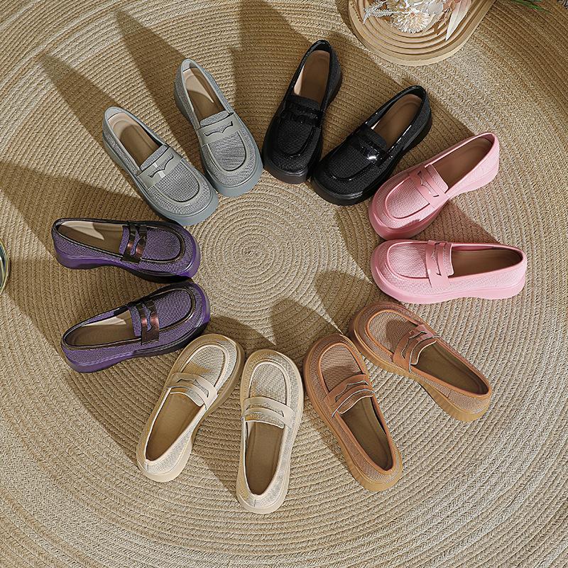 fashion 2024 Round Toe Small White Shoes Soft Casual Female Sneakers Shallow Mouth Knitted Soft Bottom Breathable Mesh Platform Shoes