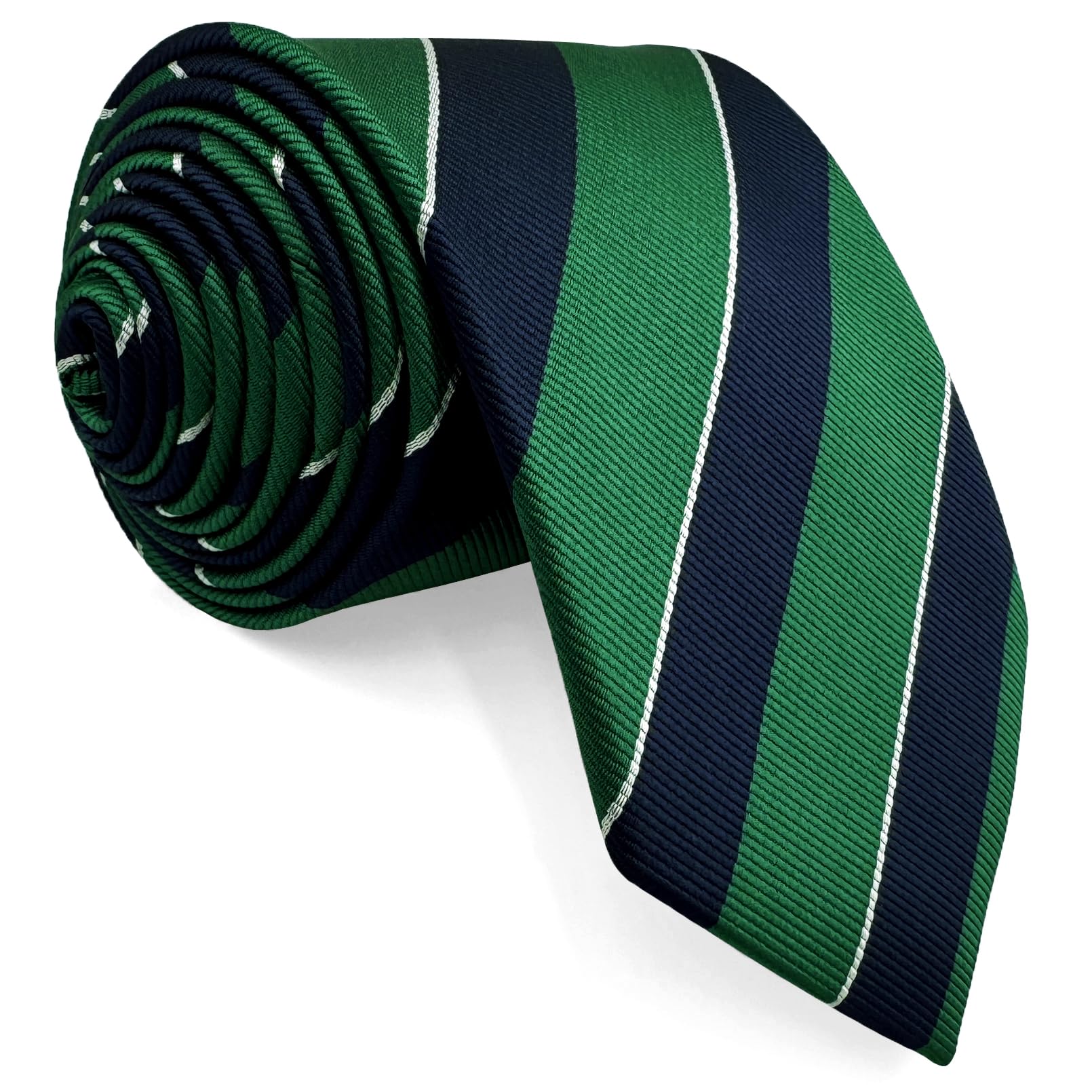SHLAX&WING Striped Men s Tie, BlueGreen Silk, Standard Size 147cm
