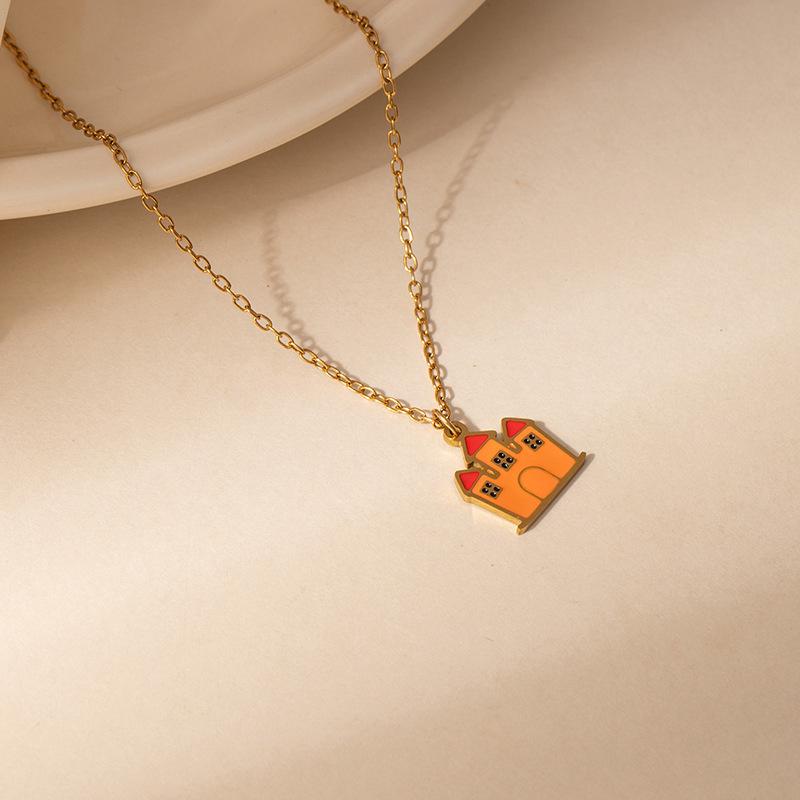 European & American Christmas Cartoon Moon Bat Pendant Necklace, Creative Clavicle Chain Gift for Women