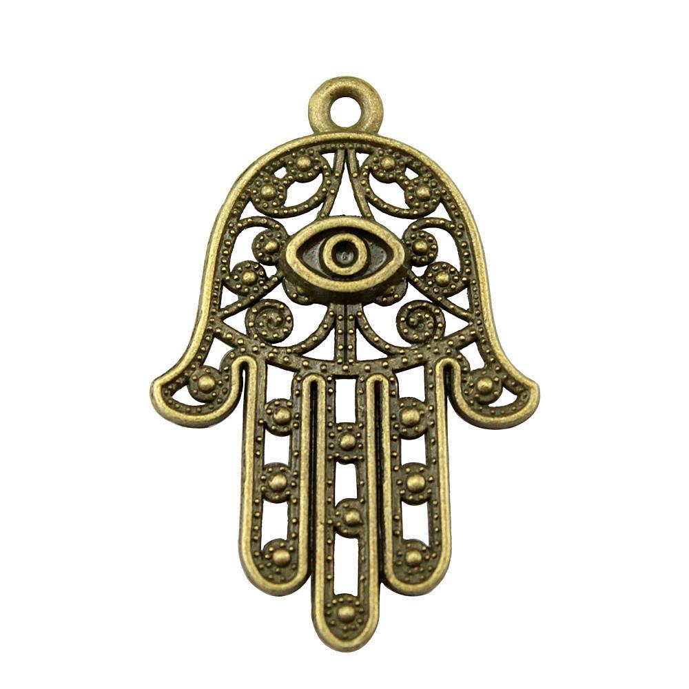 Alloy Hamsa Hand Charms Amulet Pendants For Good Luck Jewelry Making