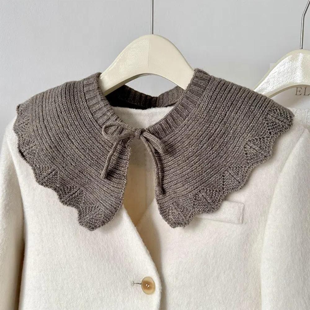 Solid Color Knitting Detachable Collar Laced Up False Collar Decoration Shirt Shawl Wrap