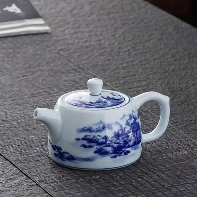 1 Stück Teekanne aus blauem und weißem Porzellan, Keramik-Teekanne, Teekanne, Kung-Fu-Teeset, Einzelkanne, Teetasse – handgefertigtes Kung-Fu-Teeset für Tee und Kaffee E
