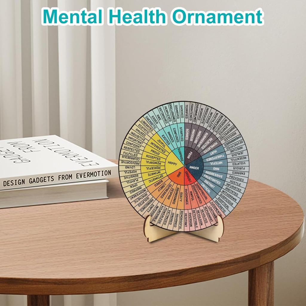 3PCS Mental Health Decor Set,Feelings Wheel & 2 Stands, Emotion Wheel,Suitable for Emotion Recognition and Communication, Ideal for School Counselors
