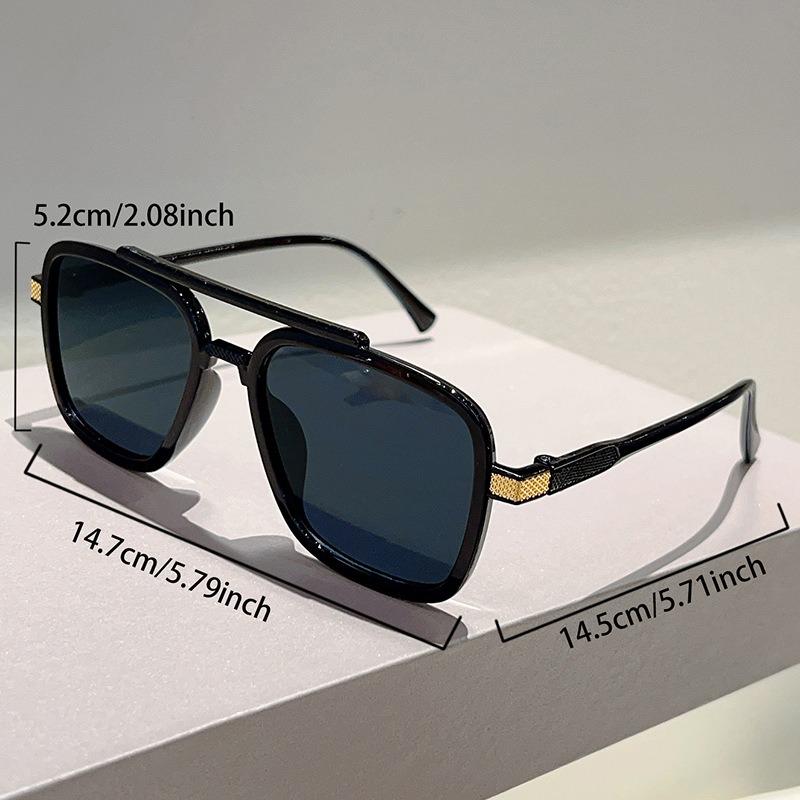 Non-polarized Vintage Punk Double Girder Large Square Frame Leisure Sunglasses Men Women Outdoor Travel Anti Strong Light Eyeglasses