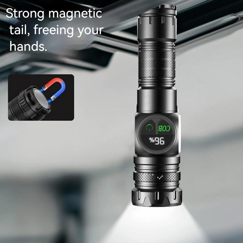 Portable LED COB Flashlight Waterproof Emergency Torch Rechargeable Magnetic Camping Strong Light Flashlight with LED Display