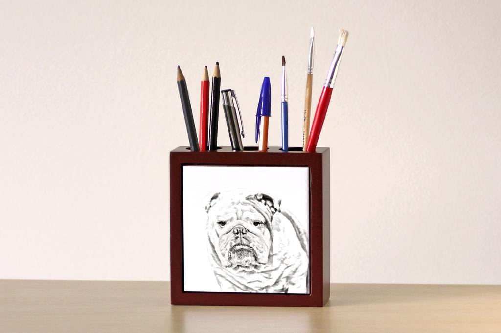 Bulldog, English Bulldog, British Bulldog – Pen holder with a dog, desk organizer with a print | Art-Dog