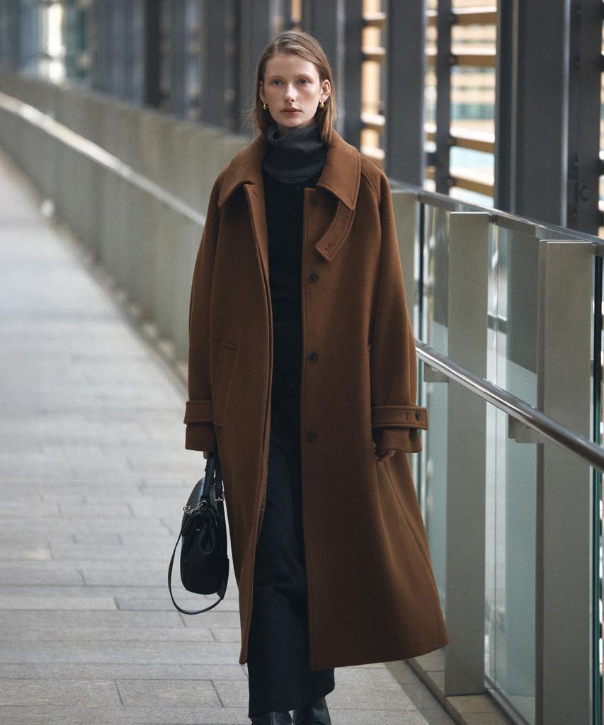 Siyazu Siot4128 Cashmere Blend Balmacaan Coat_Brown