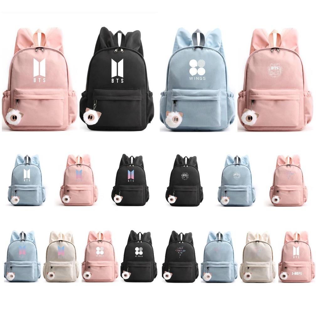 Bunny Kpop Bts Rabbit Ears Backpack Girls School Bags V With Piggy Pendant Plush