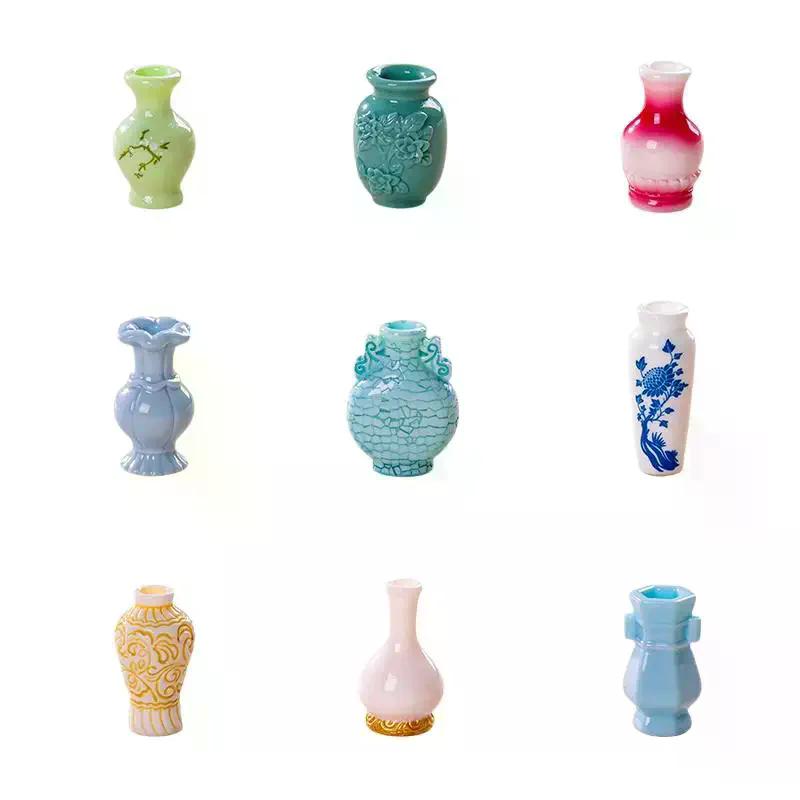 Micro Landscape Simulation Antique Style Decorative Vase Mini Resin Decoration Diy Accessories Doll House Car Desktop Decoration