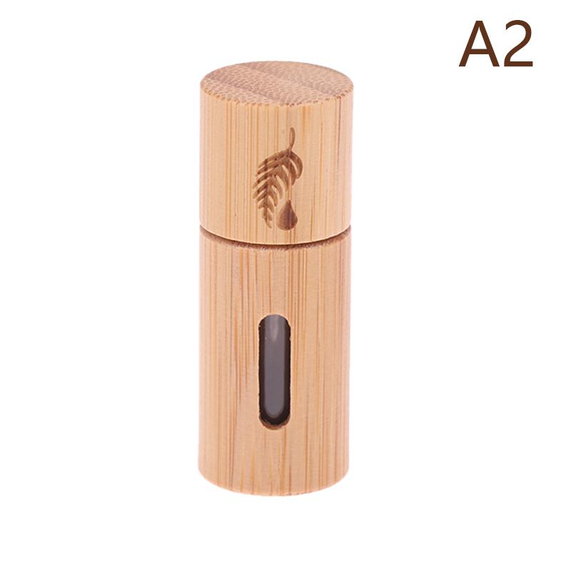 1Pc 3 mL Bamboo Wood Perfume Bottle – Refillable Stainless Steel Roll-On Applicator for Essential Oils and Aromatherapy