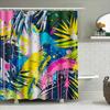 Colorful underwater life shower curtain, Marine animal and plant printed bathroom decoration, blue flower