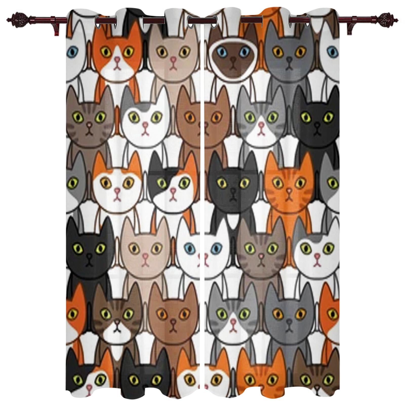 

Занавеска на окно с милым котом и рисунком для детской комнаты, домашние жалюзи, шторы для гостиной, спальни, оконные шторы 135W x 60H(cm) x1