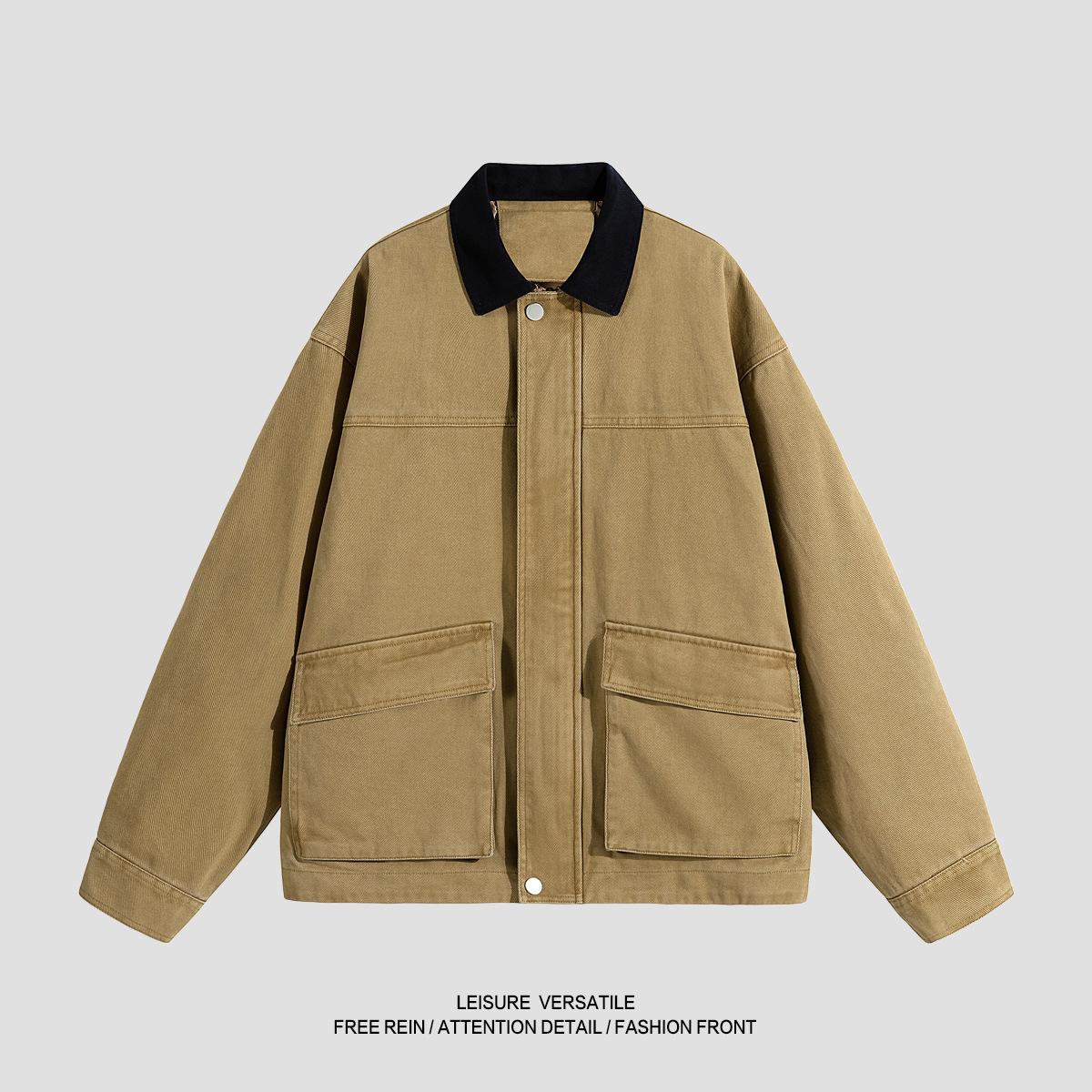 

Versatile Coat Minimalist Cotton Jacket Men s 2026 Jacket Workwear Washed Do Old Lapel Men s Spring and Fall Clothes Breathable Work Casual Jacket S