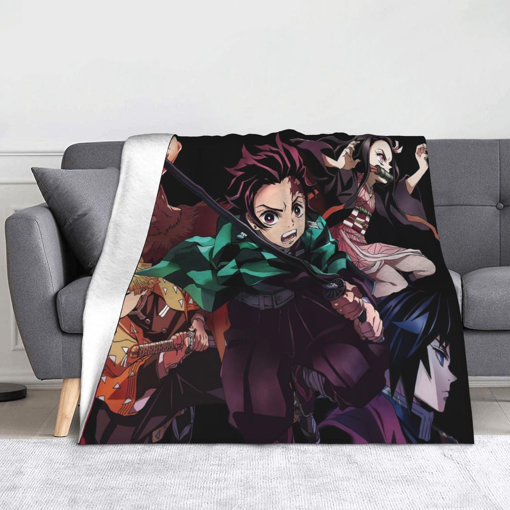 Kyojuro Rengoku Kimetsu No Yaiba Blanket Velvet Spring Autumn Japanese Anime  Multifunction Throw Blanket for Sofa Bedroom Quilt