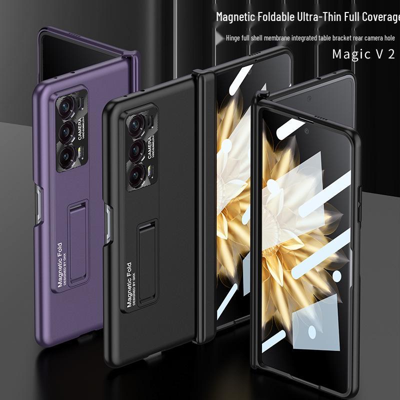 Magnetic Hinge Ultra-Thin Frosted Hard Shell Case for Honor Magic V2 - Stylish with Huawei V2 Bracket