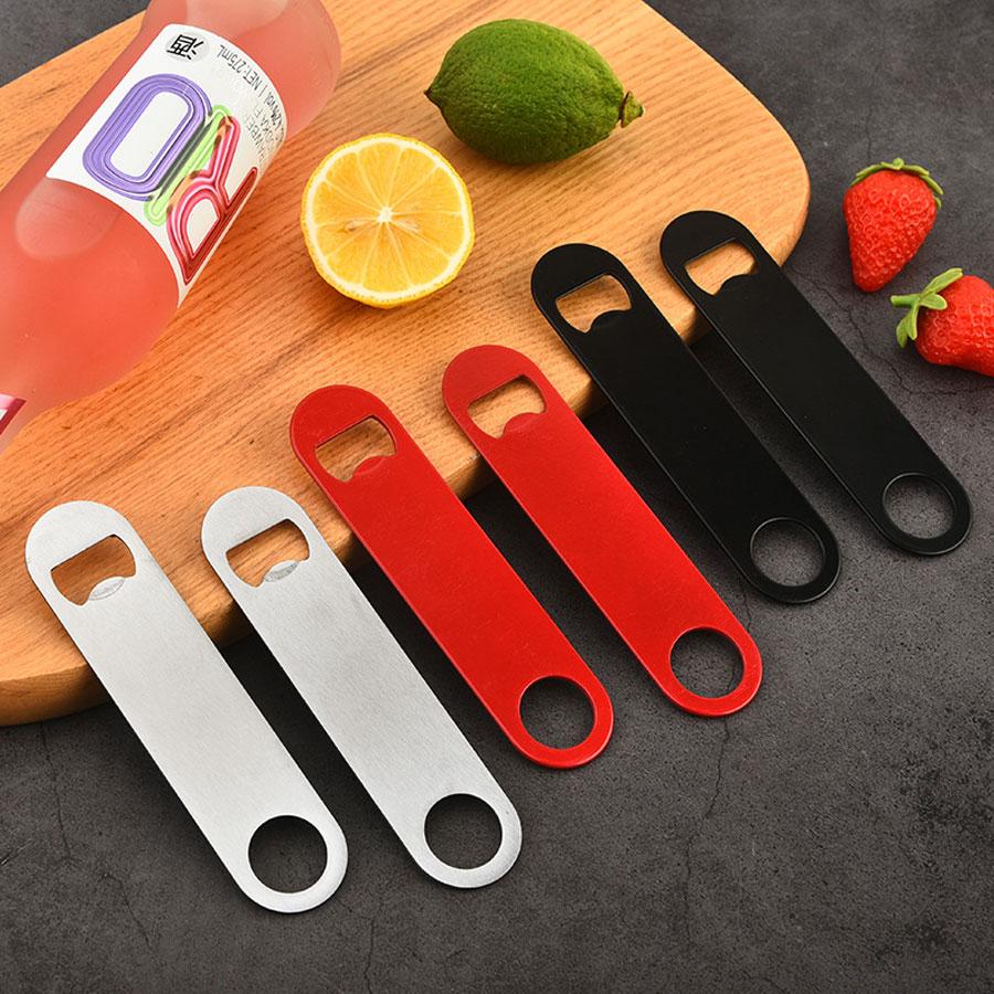 Flat Stainless Steel Beer Opener Portable Drink Bottle Opener Household Bar Accessory for Beer Soda Bottle Opening