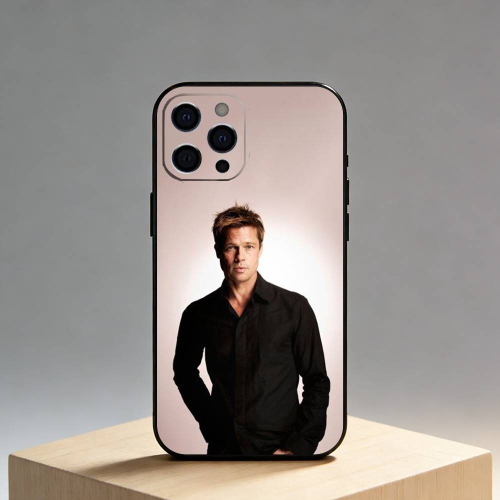 B-Brad P-Pitt Phone Case For iPhone17,16,15,14,13,12 Plus,Max Soft Silicone Black Cover