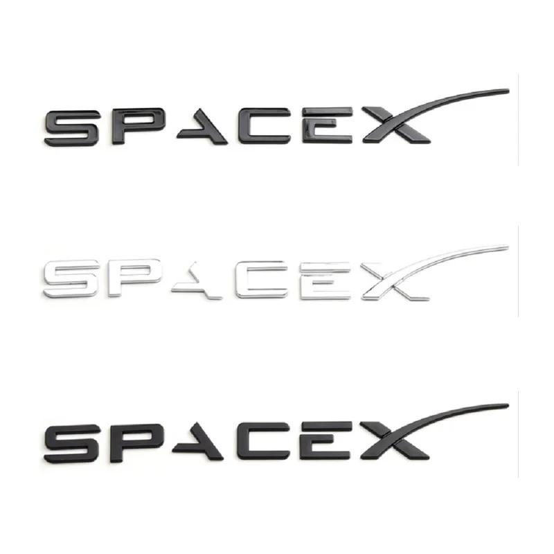 Kpjgs1 Chrome Black Trunk Letters SPACEX Emblems Front Rear T Shape Badges for TESLA SPACE X