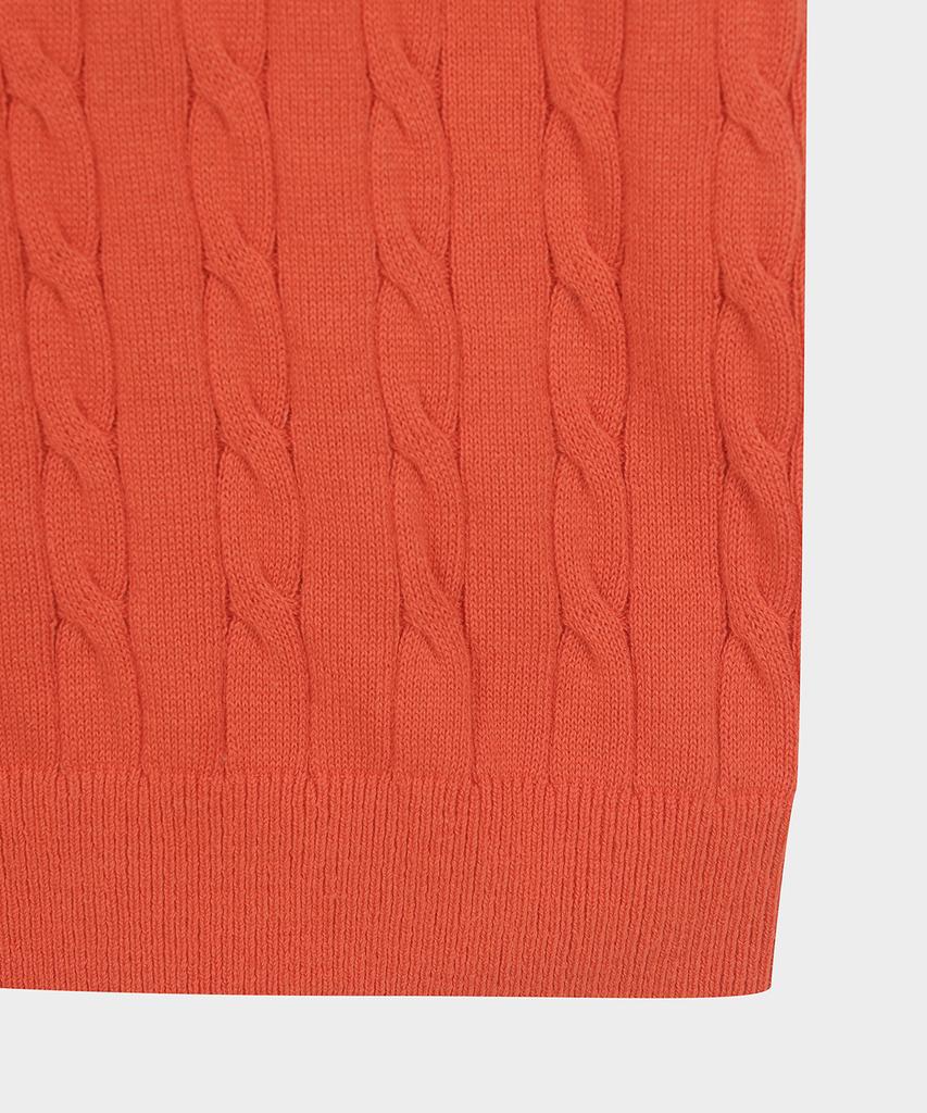 BROOKS BROTHERS Cotton Cable Polo Short Sleeve Sweater (Orange) (Bbwtmb204Affm)
