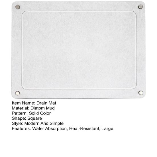 Drain Mat for Kitchen Counter 15.7" X 11.8" Large Dish Drying Mat Diatomaceous Earth Mat for Kitchen Sink Organizing